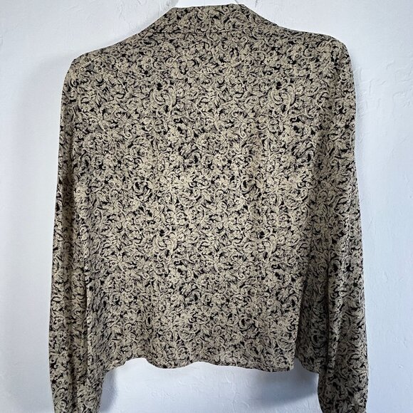 Vintage Jones New York Womens Silk Paisley Print Button Up Blouse Size 12 Beige - Picture 2 of 7
